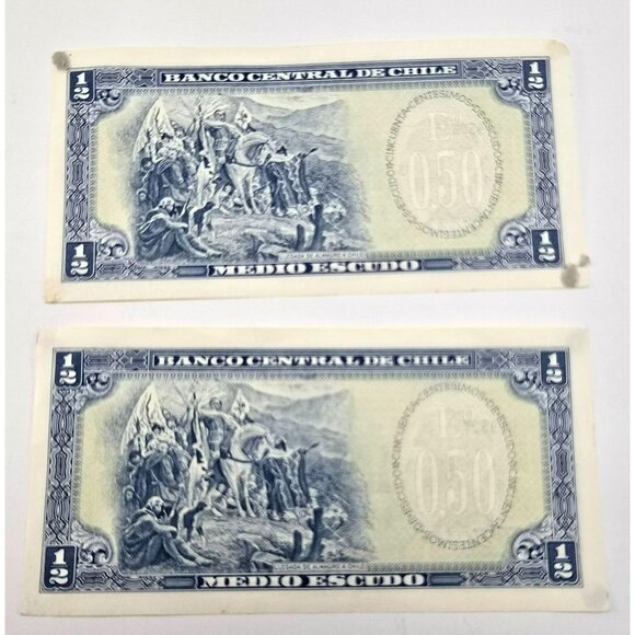 Vintage Chilean Banco Central De Chile 1/2 Escudo Banknotes Sequential Set LI642 - Picture 6 of 10